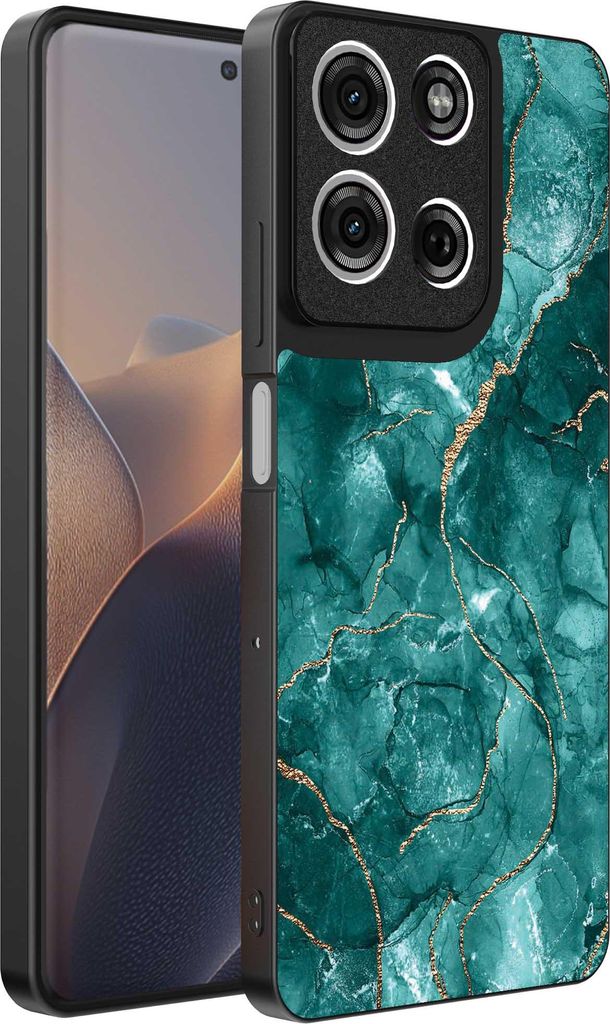 Geeignet für Motorola Edge 60 Pro Telefon Fall mit Marmor-Druck - TPU zurück Abdeckung Fall Marmor-Design - Gold Grün - Smartphonica