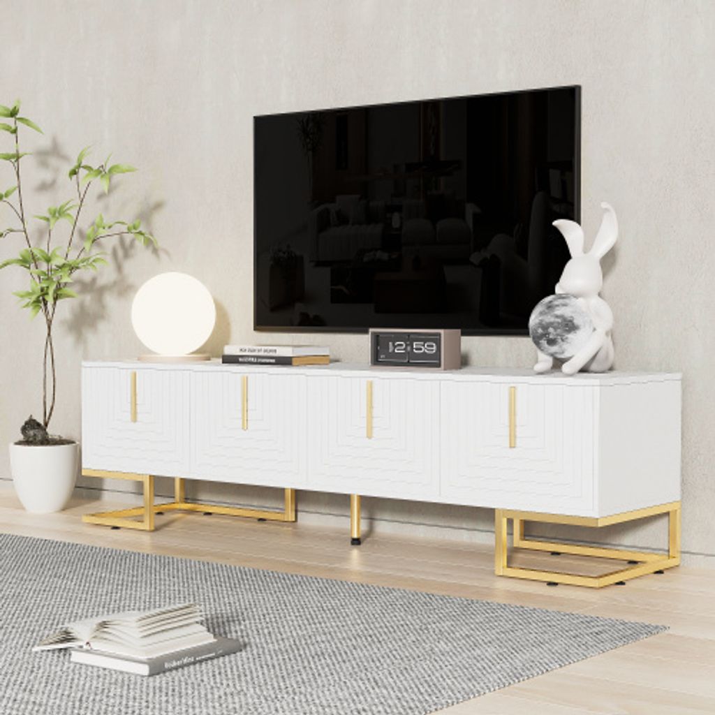 UnboxG Lowboard für 70-79 inches-Fernseher, TV Schrank mit 4 offenes Regal, Moderner TV Sideboard, Fernsehschrank für Wohnzimmer und Esszimmer, W...