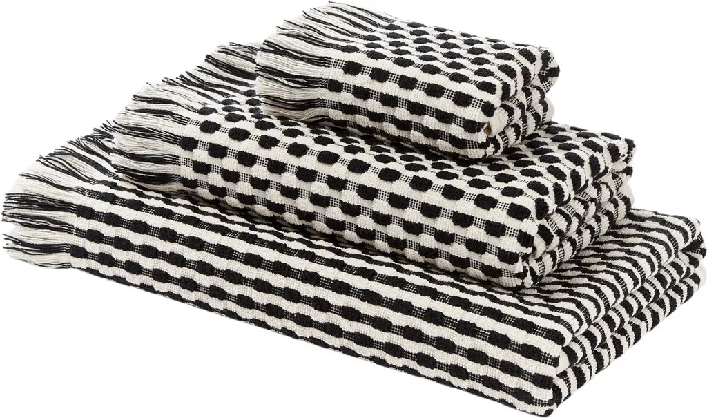 Asciugamani Juniper Westwing 3 Pezzi 100% Cotone - Bianco e Nero 600g