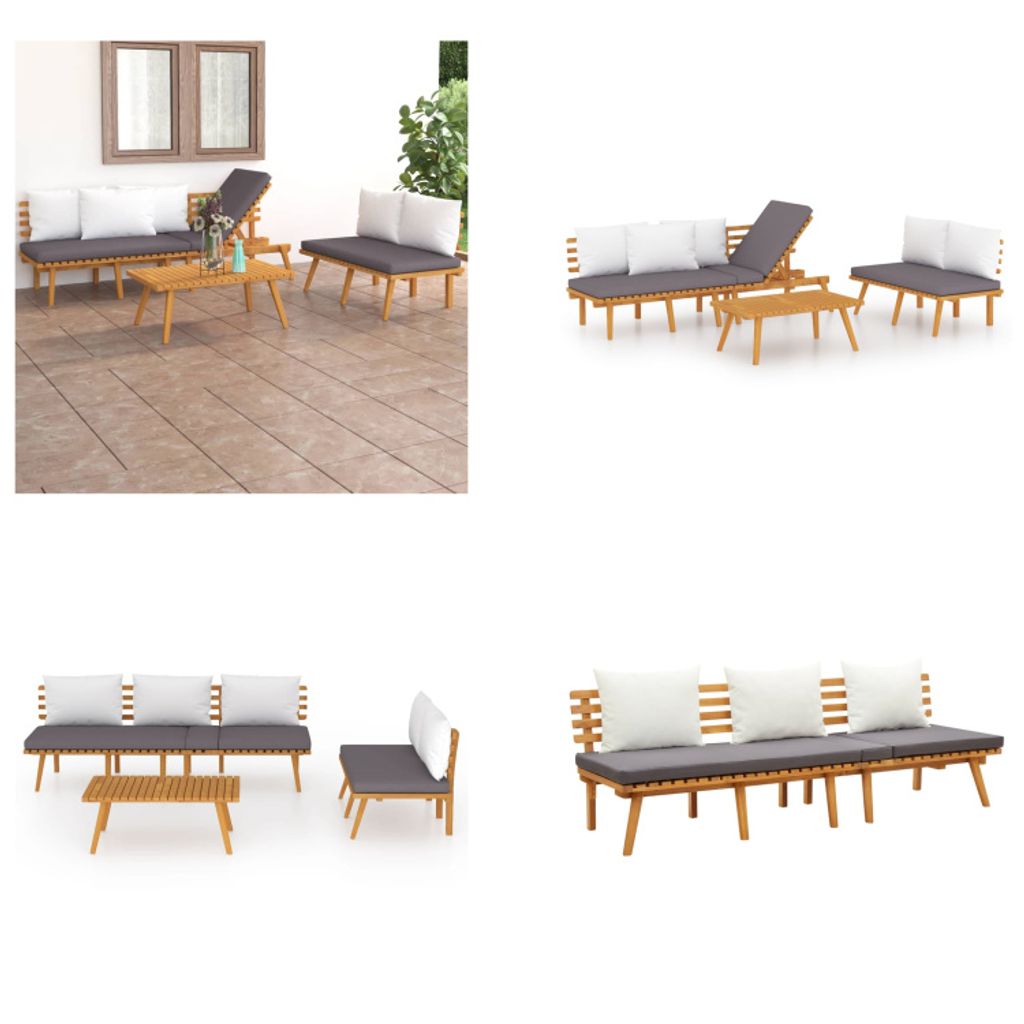 vidaXL 3 tlg. Garten Lounge Set mit Kissen Massivholz Akazie - Garten-Lounge-Set - Garten-Lounge-Sets - Terrassenmöbel - Gartenmöbel
