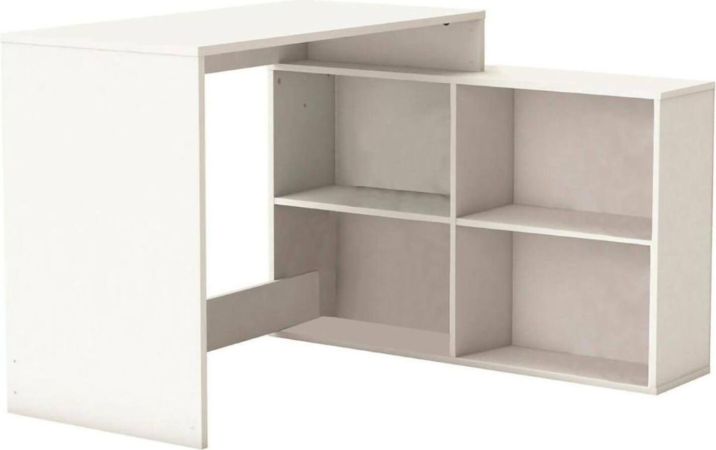 Dmora Eckschreibtisch Arros 111,9x100,7x76,7h cm Weiß, Ein Regal