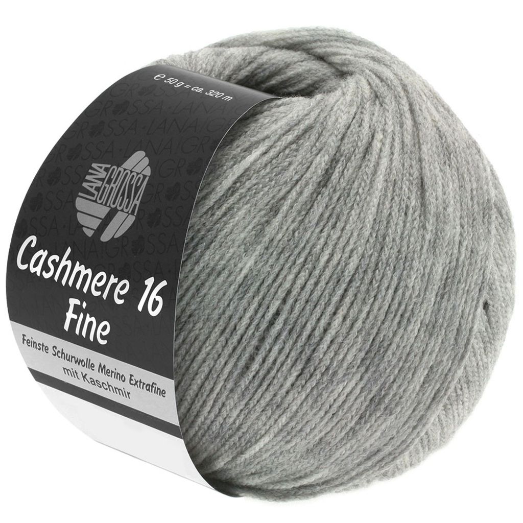 A ball of grey yarn with a label wrapped around it.