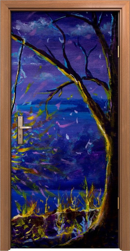 Türposter 90x200 cm Türaufkleber Türtapete Türfolie Klebefolie Kunst Paar auf einer Schaukel im Wald