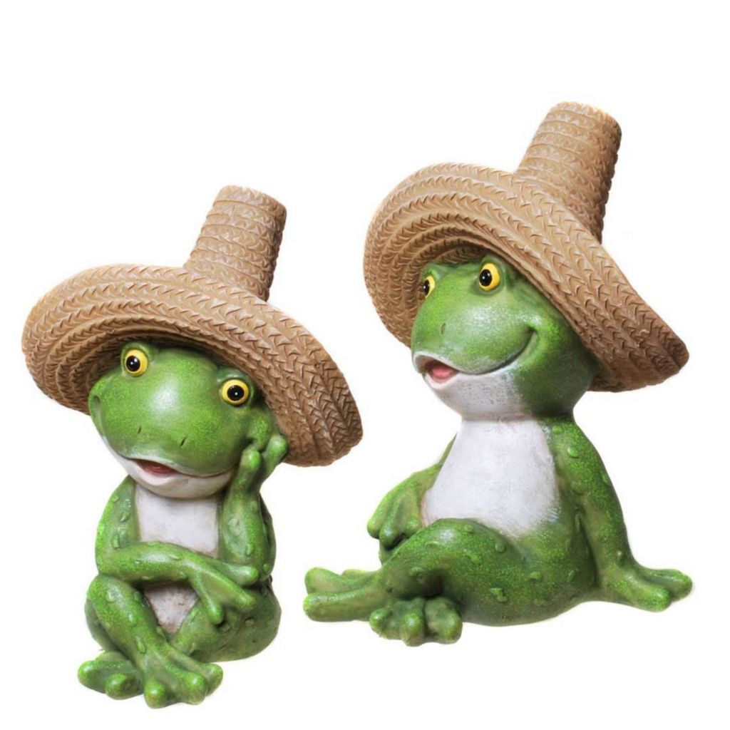 2er Set Frosch mit Sombrero, sitzend, sortiert
