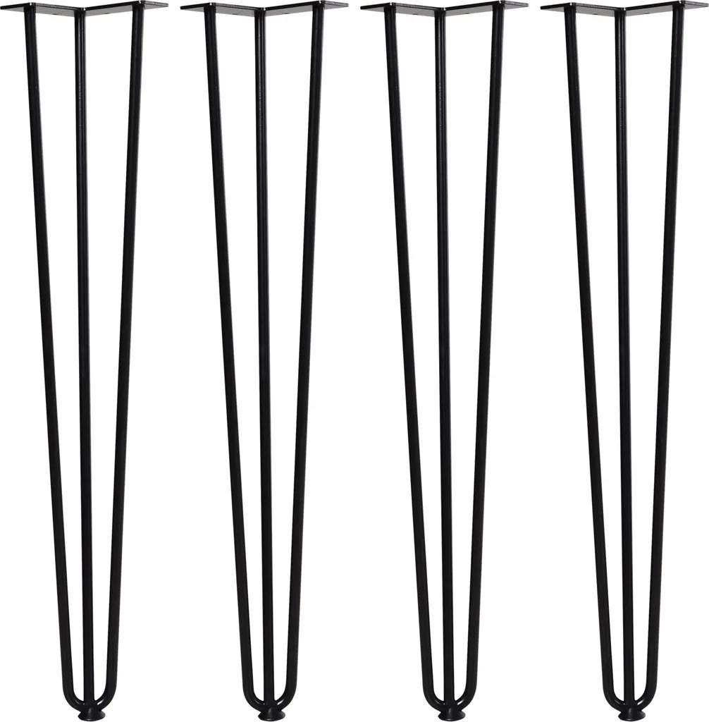Pieds de Meuble Carrés en Acier Noir 72 cm - Lot de 4 pour Table à Manger