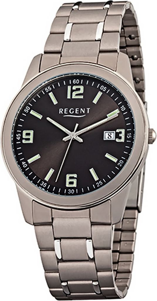 Regent Titan Herren Uhr F-841 Quarzuhr Armband silber grau D2URF841