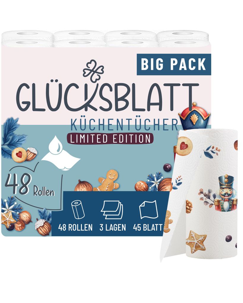Küchentücher mit bedruckten Motiven, 48 Rollen á 45 Blatt, Produktbild 