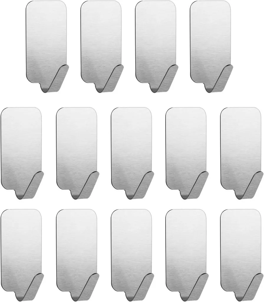 Lot de 14 crochets autocollants en acier inoxydable pour serviettes