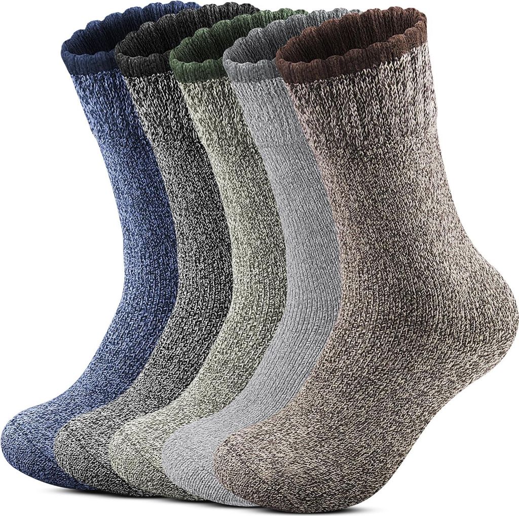 Thermosocken Herren, Dicke Wintersocken 3 Paar, Gr. 39-46, Wollsocken Männer, atmungsaktiv Merino Winter Outdoor Wandersocken Skisocken, A0702
