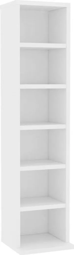 Scaffale Porta CD Bianco 21x20x88 cm - Organizzatore Musica Legno