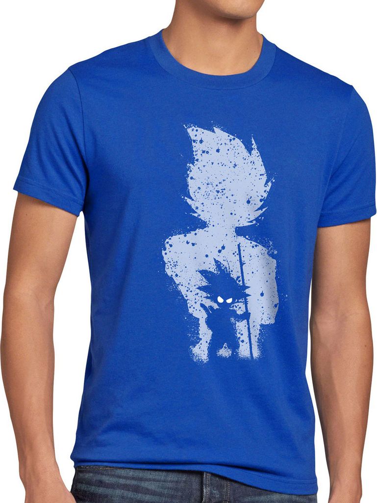 style3 Goku Evolution Herren T-Shirt dragon son ball balls, Größe:XXXL, Farbe:Blau