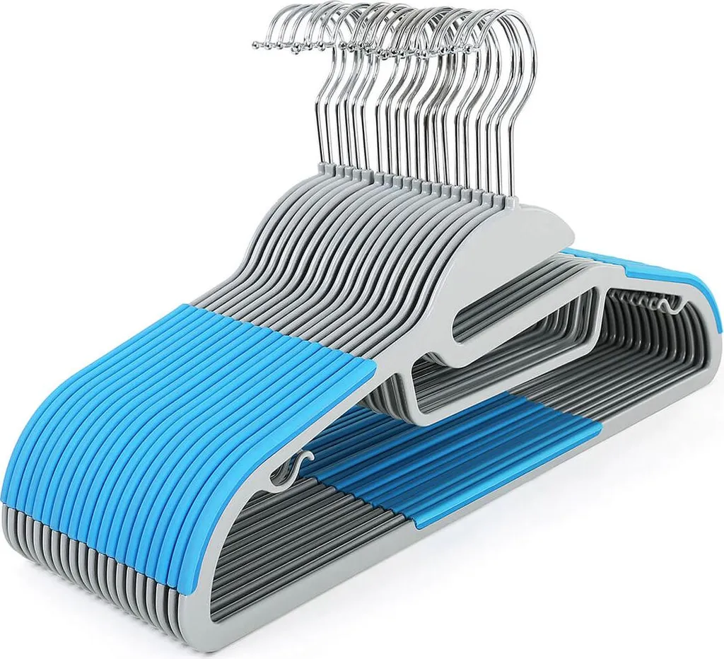 Cintres en plastique bleus - Pack de 20 pièces pour penderie organisée