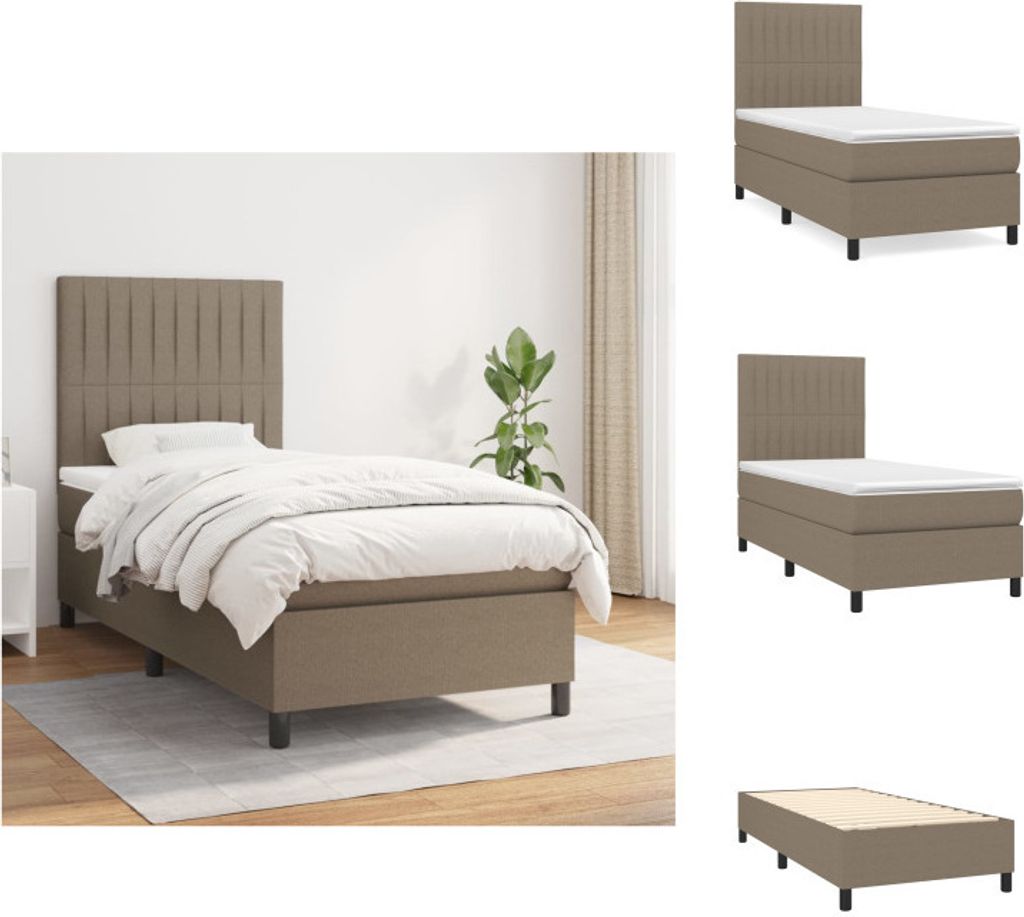 vidaXL Boxspringbett mit Matratze Taupe 80x200 cm Stoff - Betten & Bettgestelle