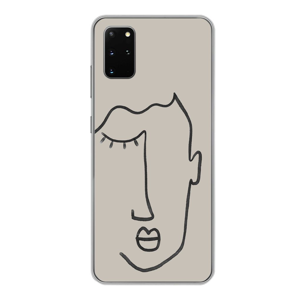 MuchoWow Handyhülle Schutzhülle Hülle für Samsung Galaxy S20 Plus Auge - Abstrakt - Strichzeichnung Silikon Softcase Handy Hülle - Hartschale