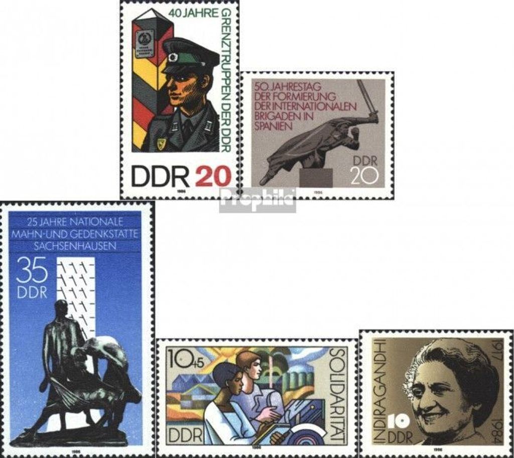 Briefmarken DDR 1986 Mi 3048,3050,3051,3054,3056 (kompl.Ausgabe) gestempelt 40 Jahre Grenztruppen