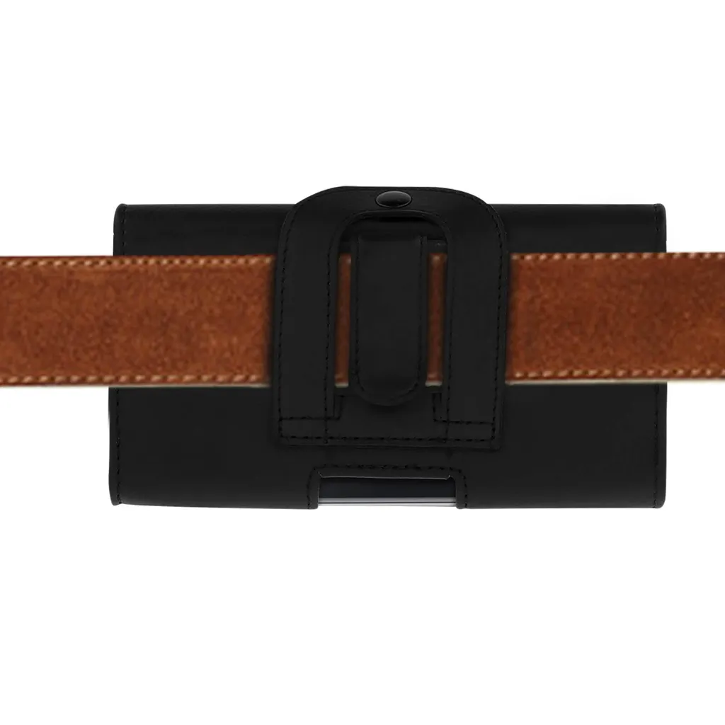 Moex Custodia Orizzontale Con Clip Per Cintura - Compatibile Wiko View5 Plus E Altri - Pelle PU, Chiusura Magnetica, Passante, Nero - 3