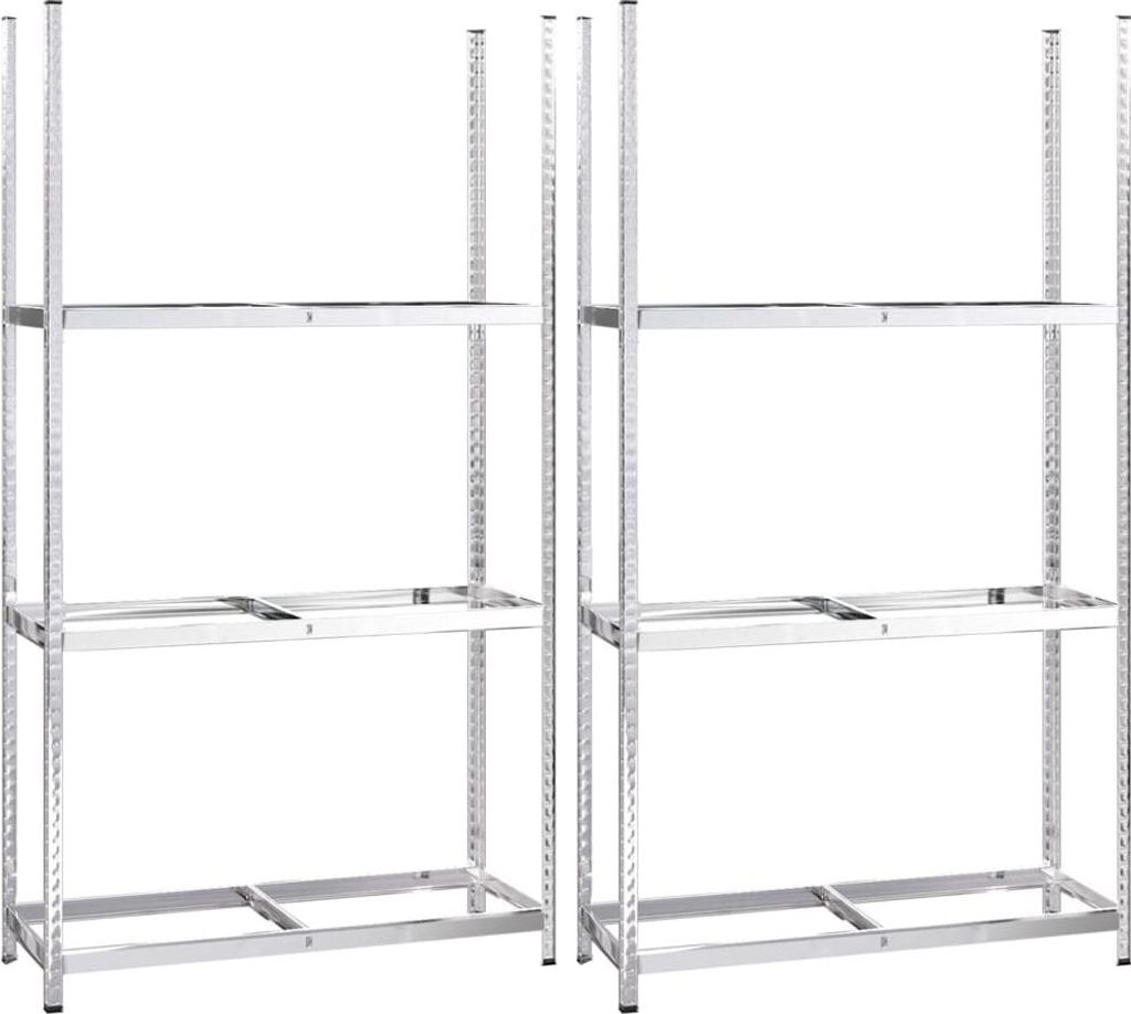 vidaXL Reifenregale mit 3 Böden 2 Stk. Silbern 110x40x200 cm Stahl