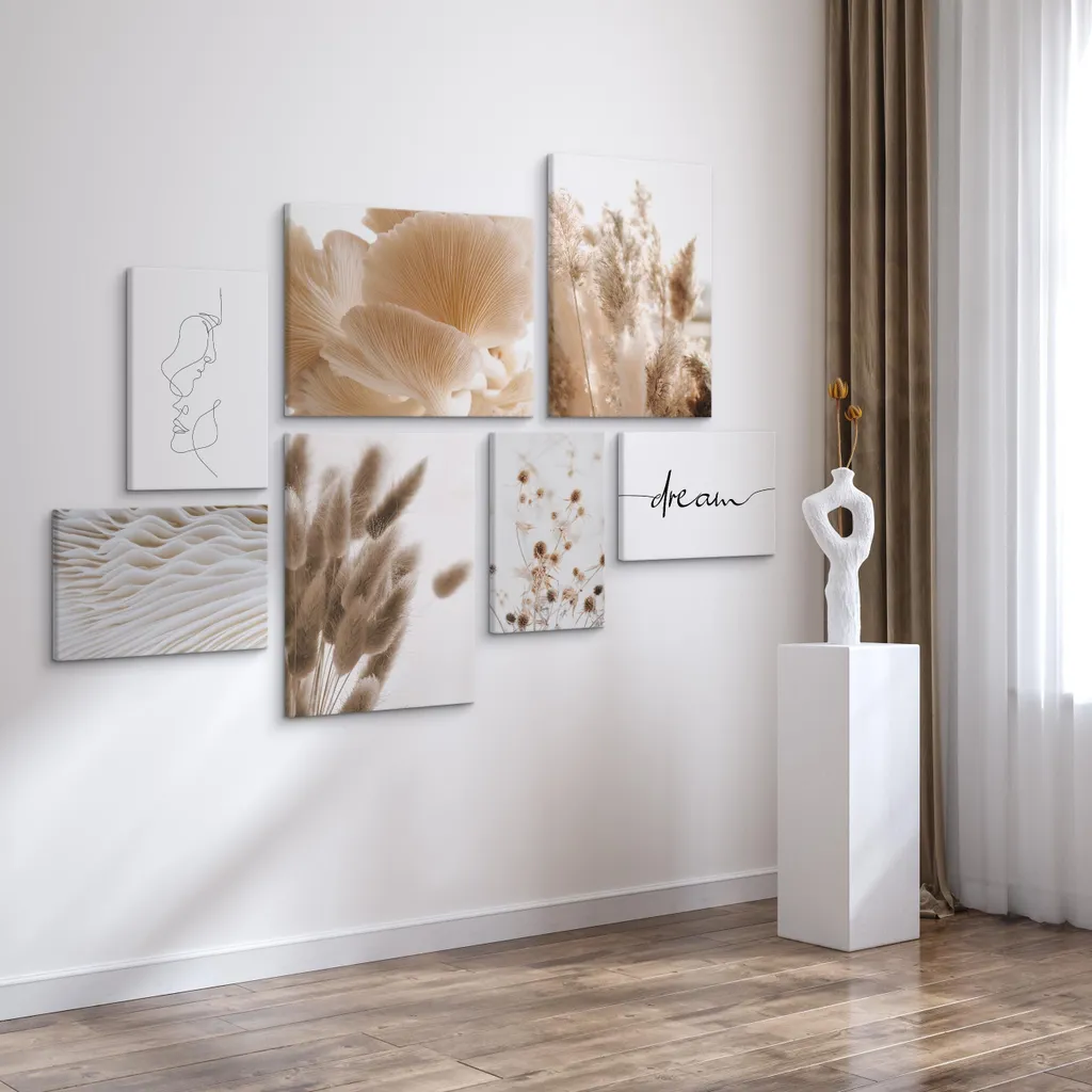 Décoration Murale Nature : Set de 7 Tableaux Végétaux Prêt à Poser 3D - 3