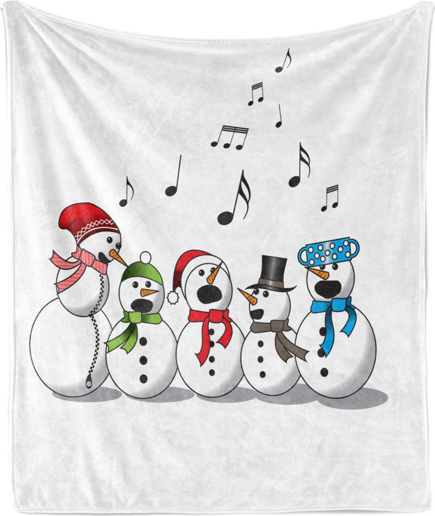 ABAKUHAUS Schneemann Weich Flanell Fleece Decke, Lustige Silhouetten Singen, Gemütlicher Plüsch für den Innen- und Außenbereich, 125 x 175 cm, ...