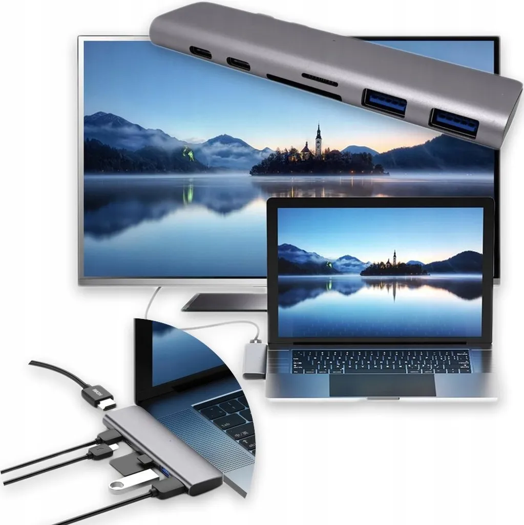 Adattatore MacBook Pro/Air 6-in-1: Thunderbolt 3, HDMI 4K e USB 3.0 - 1