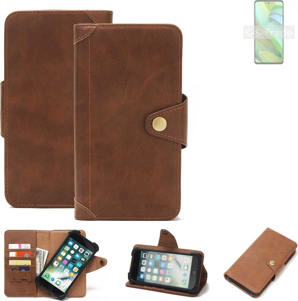 K-S-Trade Handyhülle für Motorola Edge 2022 Schutz Hülle Walletcase Bookstyle Tasche Case Handytasche Wallet Flipcase Cover PolyurethanBraun (1x)