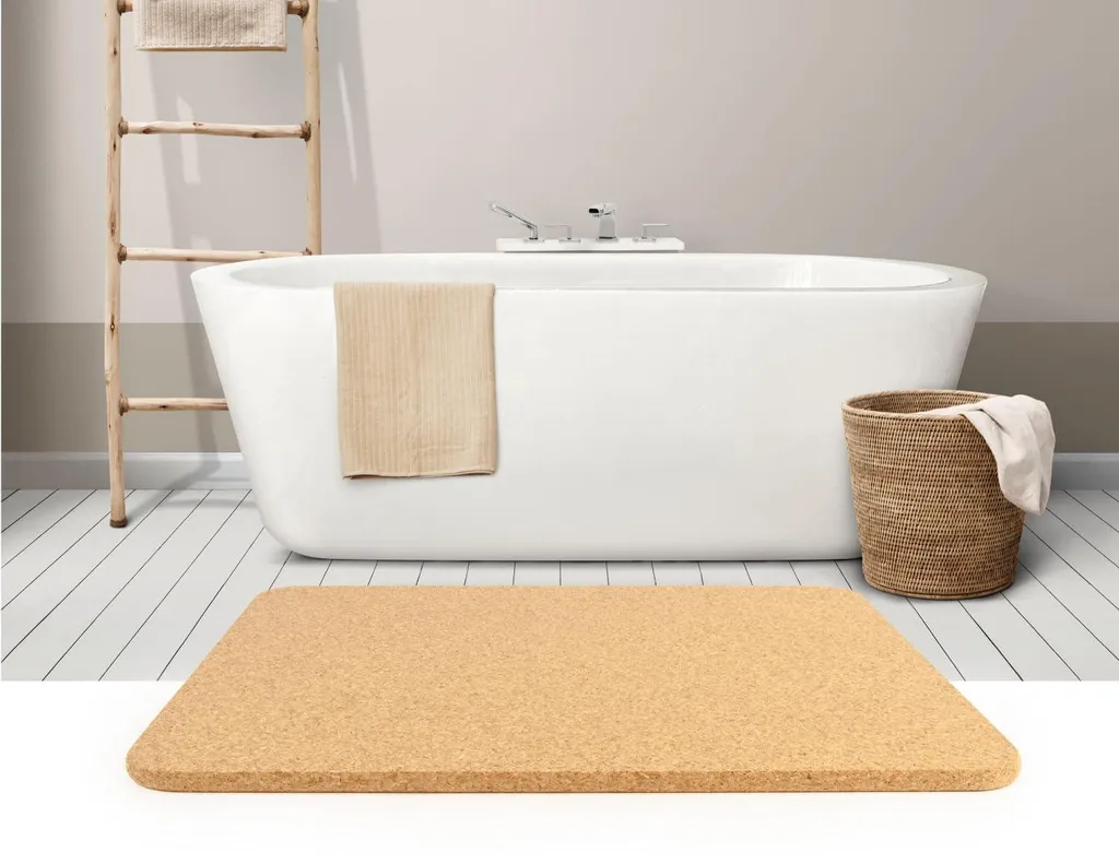 Tapis de douche en liège écologique 60x45 cm pour salle de bain zen