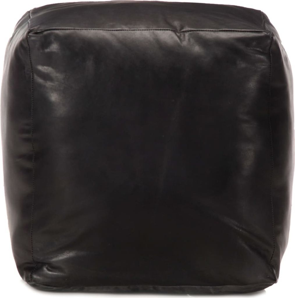 vidaXL Pouf Schwarz 40 x 40 x 40 cm Echtes Ziegenleder Produktbild 