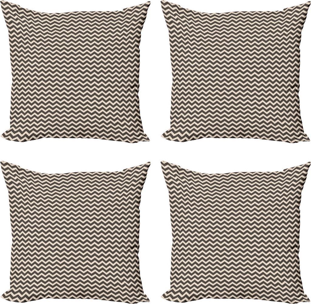 ABAKUHAUS Winkel Kissenbezug Set (4 Stück), Erdige Ton Abstrakt Zigzag, Moderner Doppelseitiger Digitaldruck, 50 cm x 50 cm, Dunkler Taupe Champagne