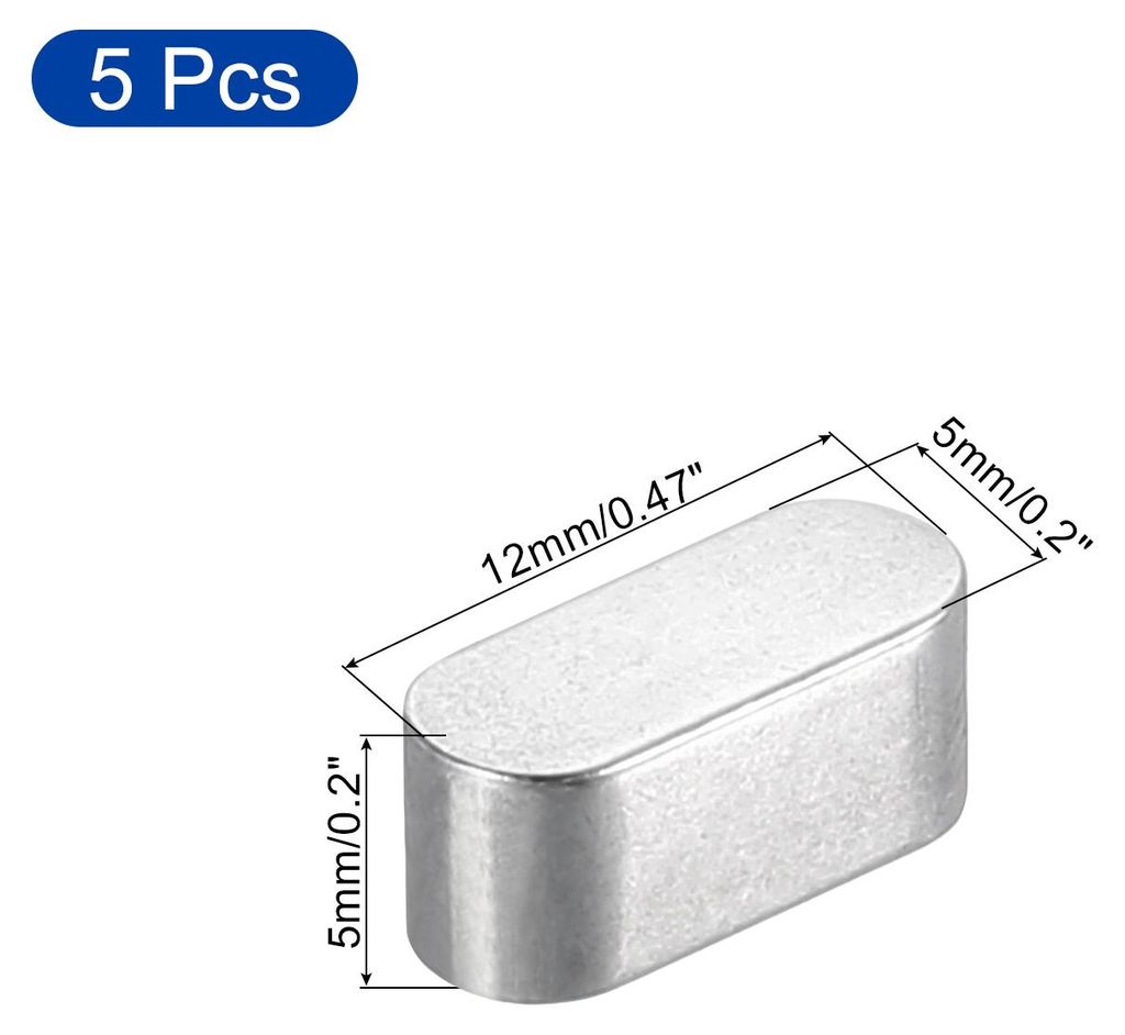 5 Stš¹ck Rundkopf-Federkeil, 5x5x12mm Round Ended Passfeder Edelstahl Professioneller Paralleler Antriebswellenkeil fš¹r Befestigungselemente d...