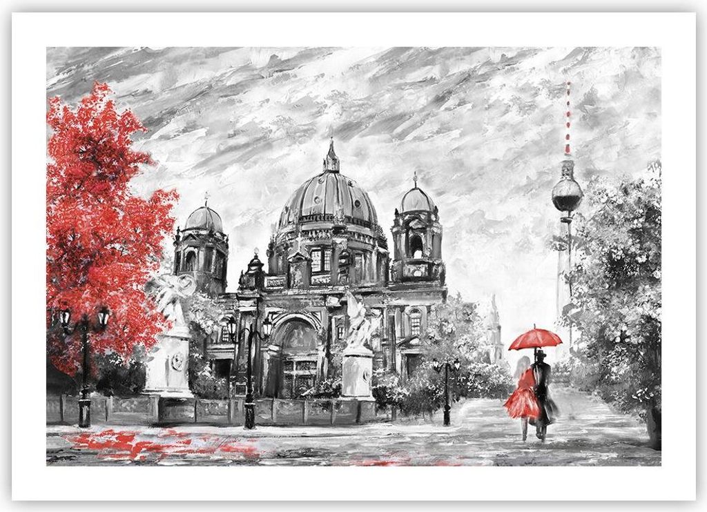 Poster - Poster ohne Rahmen - Dom Berlin Liebespaar - 70x50 cm - Wand Bild - Wanddeko - Wandbilder - Kunstposter - Wandposter - Bilder - Kunstdruck...