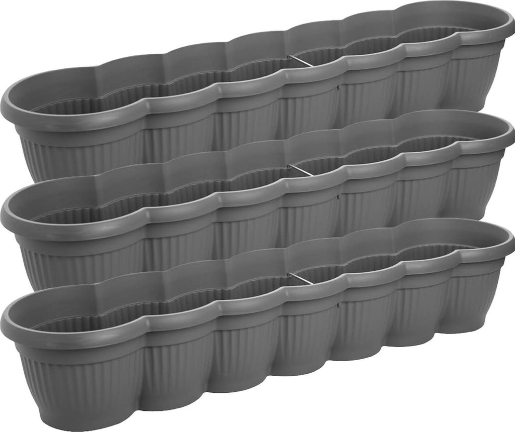Blumenkasten 3er-Set 80cm anthrazit – kreatives Wellendesign für Balkon & Terrasse