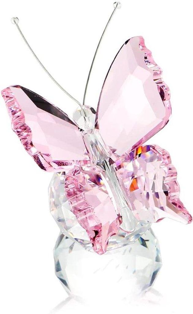 Kristall-Ornament „Fliegender Schmetterling“ – Kunstglas – 1 Stück – rosa – H&D