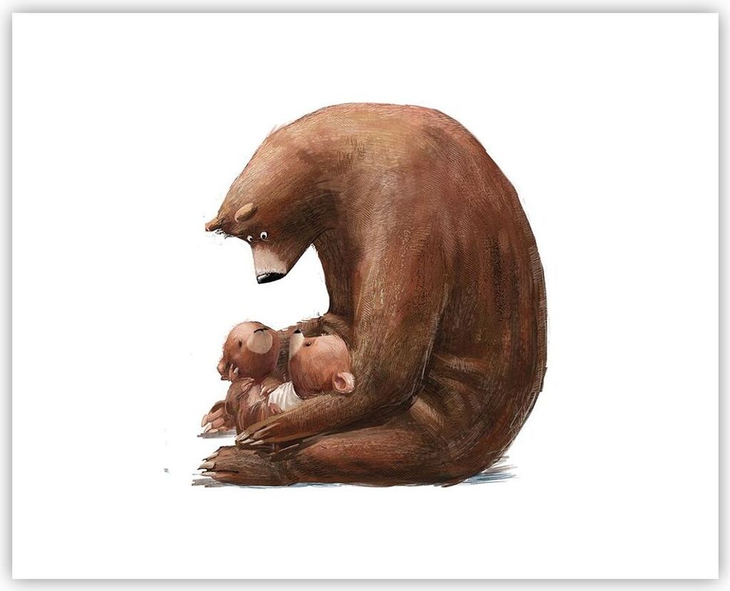 Poster - Poster ohne Rahmen - Bär Teddybären Kinder - 50x40 cm - Wand Bild - Wanddeko - Wandbilder - Kunstposter - Wandposter - Bilder - Kunstdru...