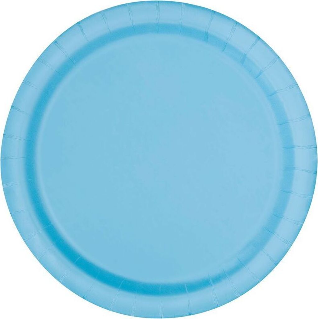 8 kleine runde Teller hellblau