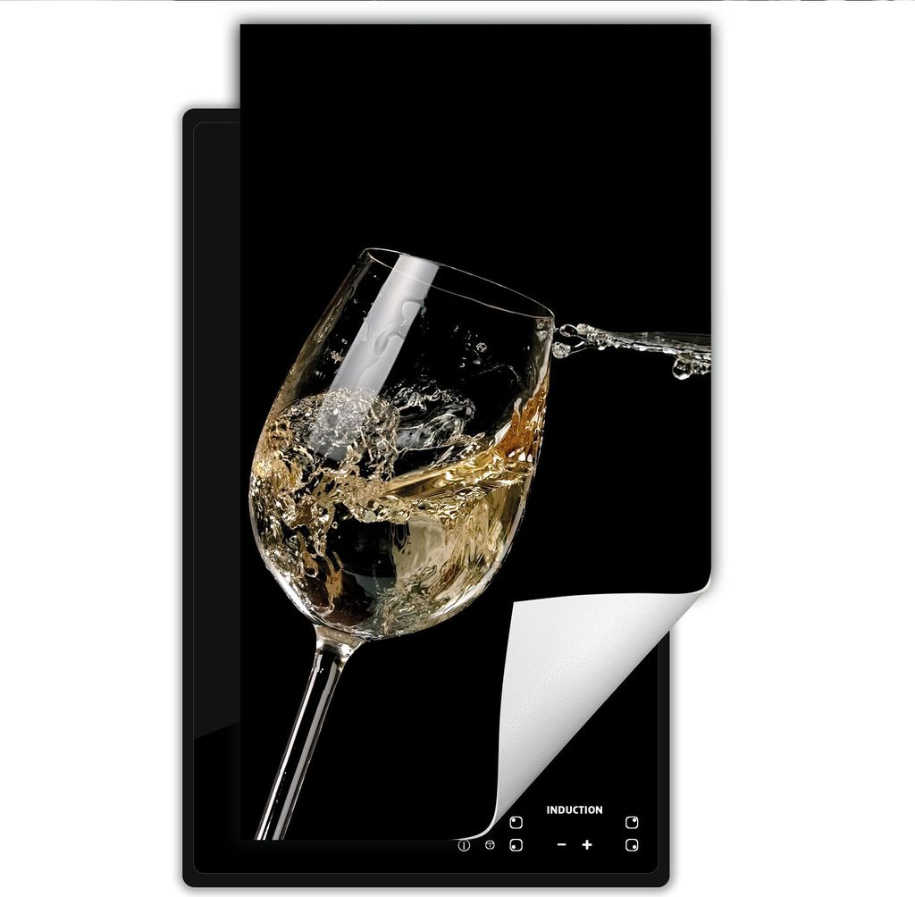 DarHaus Herdabdeckplatte 1 teilig 30x52 cm Anti Rutsch Matte Aufrollbar, schwarz - Wein