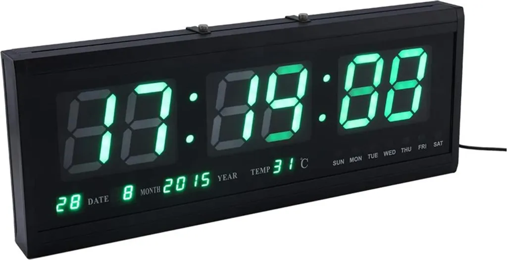 Horloge murale digitale LED moderne affichage date et température bureau