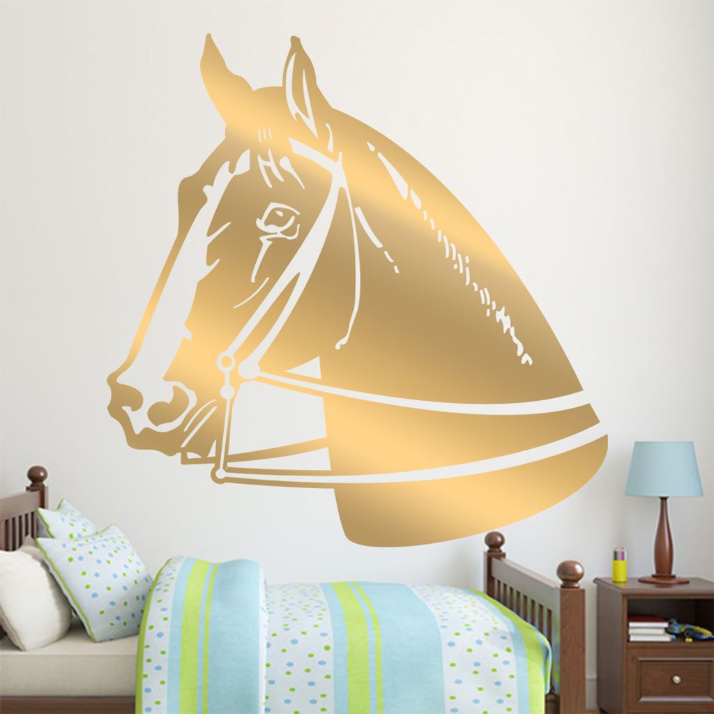 KIWISTAR Pferd mit Geschirr Wandtattoo in 6 Größen - Wandaufkleber Wall Sticker - Dekoration, Küche, Wohnzimmer, Schlafzimmer, Badezimmer