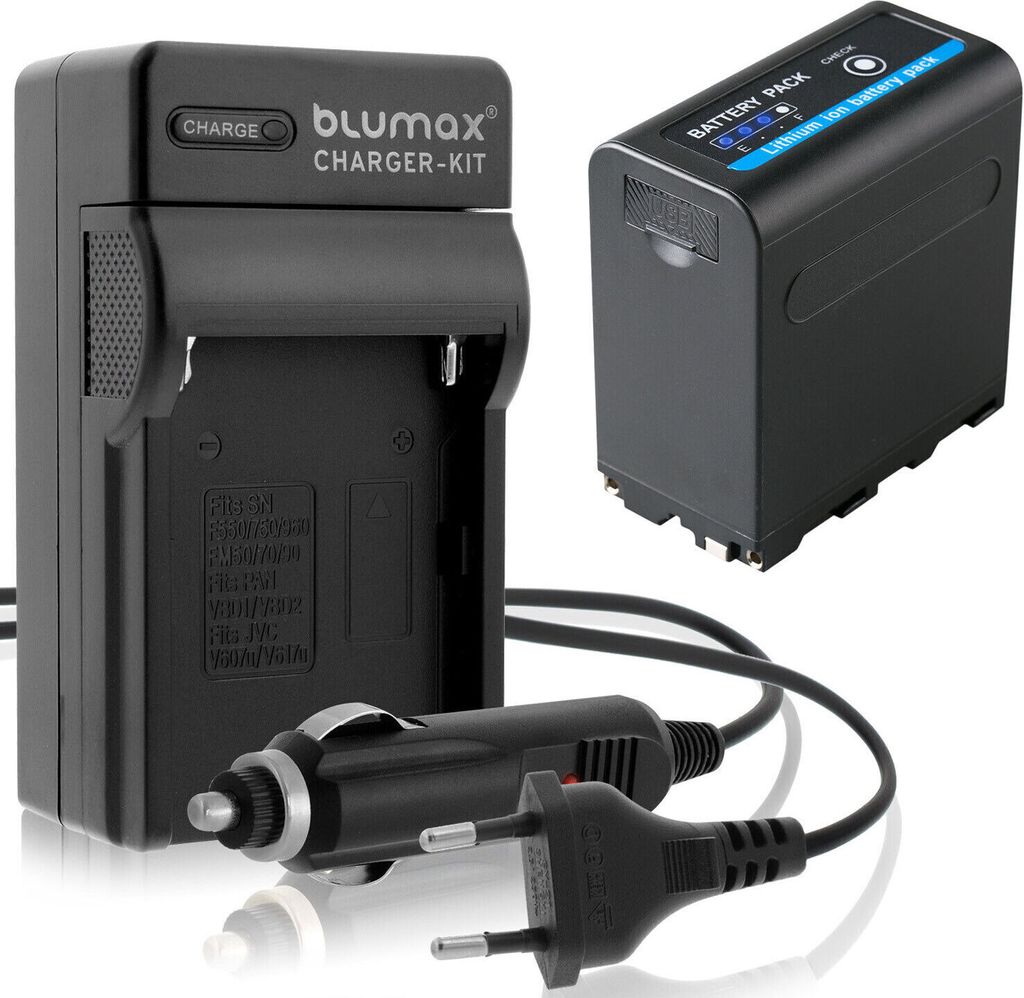 1x Akku + Lader für Sony NP-F970 NP-F980 mit 5V USB Ausgang DC 8,4V 7850 mAh
