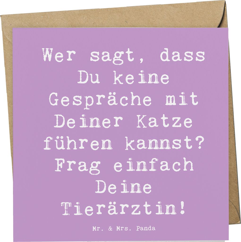 Mr. & Mrs. Panda Klappkarte Spruch Tierärztin Gespräche - Lavendeltraum - Geschenk, faltkarte, medizinische Versorgung, personalisierte Geschenke...