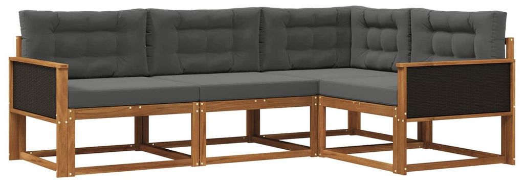 vidaXL Outdoor-Sofagarnitur mit Kissen 4 pcs Natur und Anthrazit