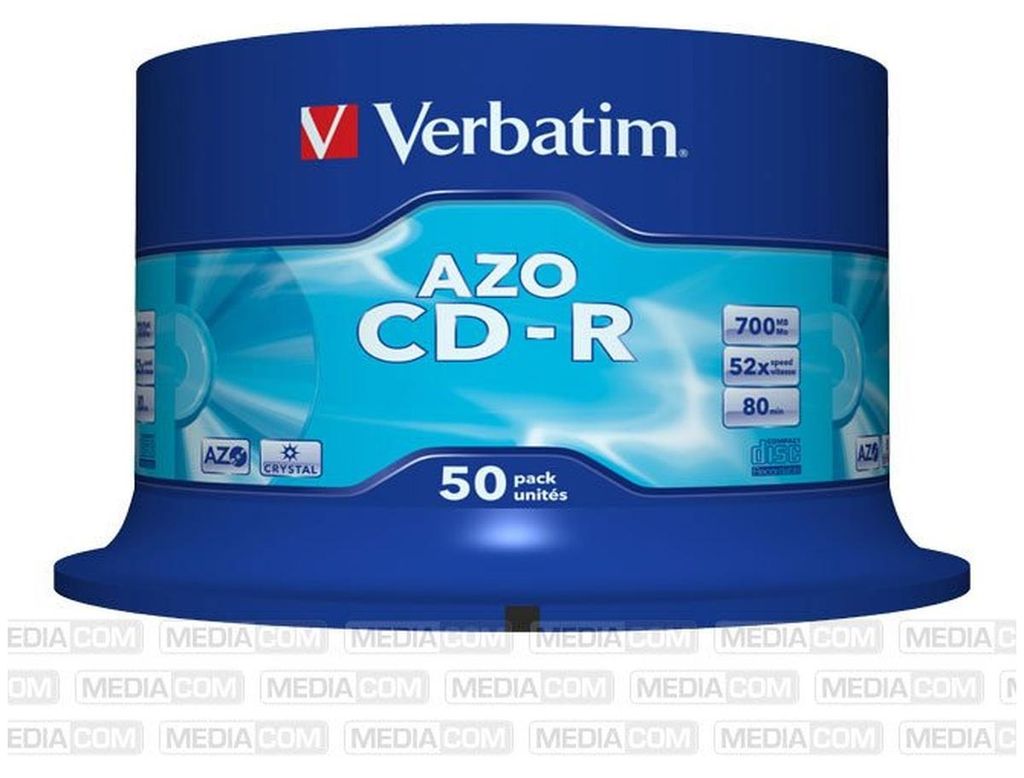 Verbatim CD-R AZO Crystal, Spindel, Cyanine/Azo Dye Produktbild 