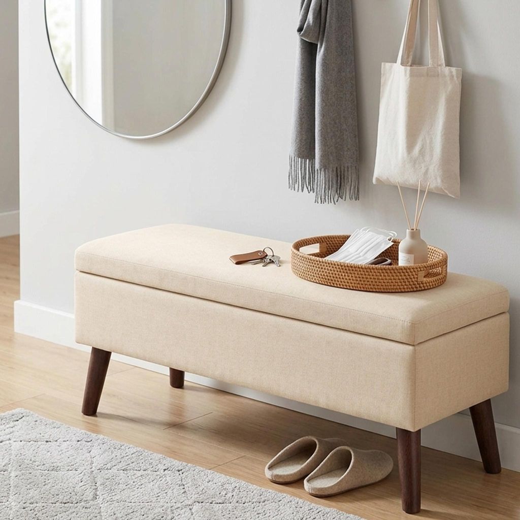 BEALIFE Čalúnená lavica s úložným priestorom 110 x 39 x 45 Obrázok produktu 