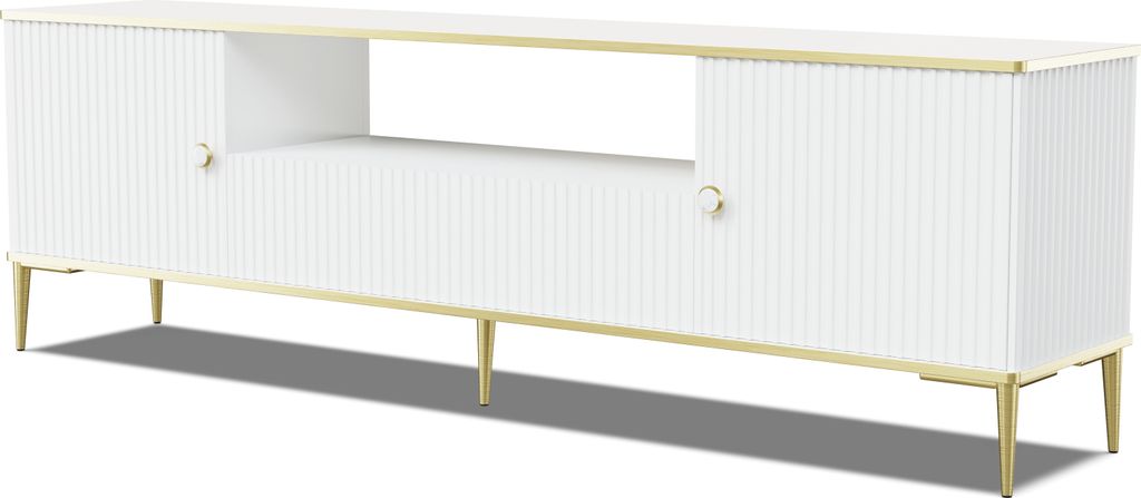 Armoire TV PETRA 180 cm 2D1S BLANC MATTE avec pieds Image du produit 