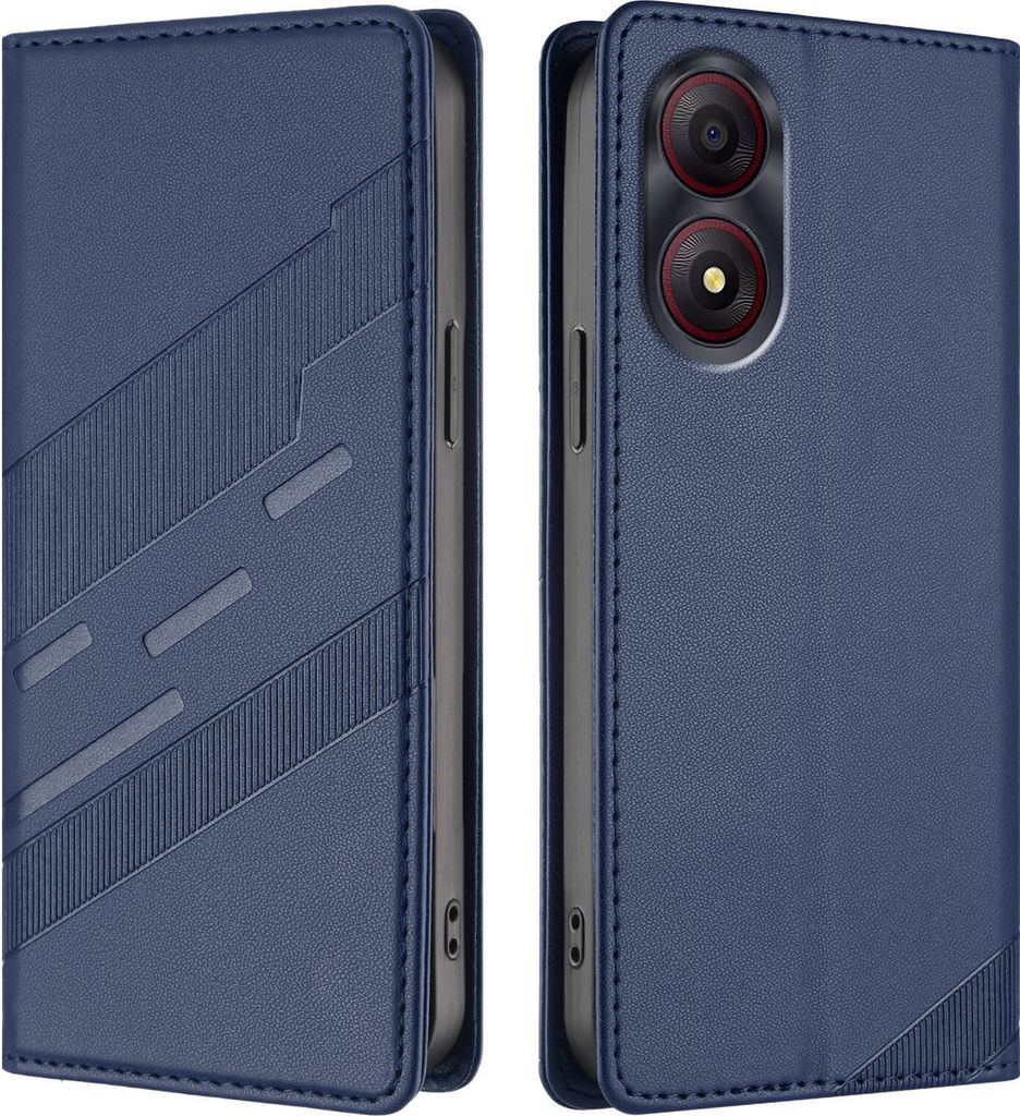 Hülle für ZTE Blade A34, Kunstleder Brieftaschen Handyhülle mit Kartenfach und Standfunktion Blau