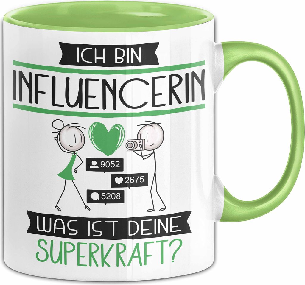 Influencerin Geschenk Tasse Ich Bin Influencerin Was Ist Deine Superkraft Geschenkidee Lustig Geburtstag Weihnachten (Grün)