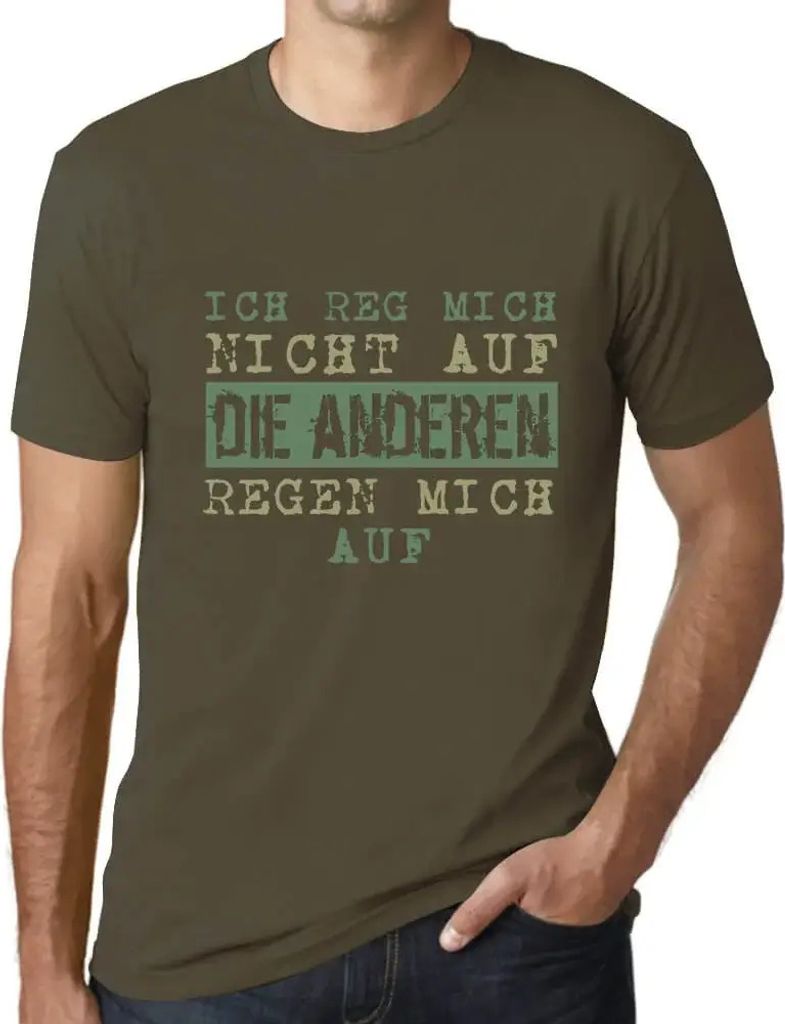 Herren Grafik T-Shirt Ich Reg Mich Nicht Auf Öko-Verantwortlich Vintage Jahrgang Kurzarm Lustige Druck Geburtstag Geschenk Mann