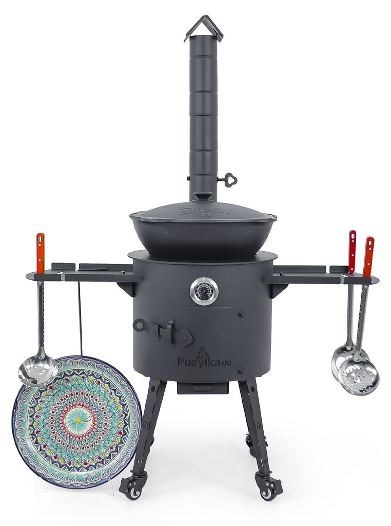 Utschak Feuerofen Ø 40 cm + Gusseisen-Kasan 12 L, runder Produktbild 