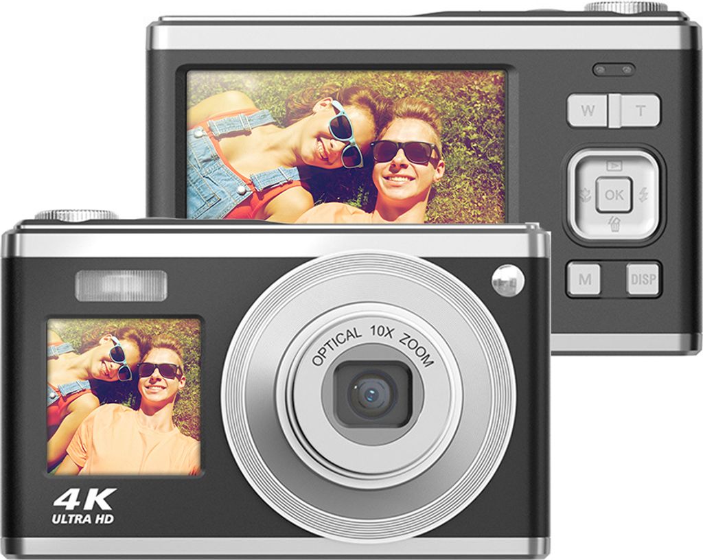 Andoer 2,88 Zoll tragbare Digitalkamera, Kompaktkamera, 60 MP, 4K Ultra HD, 16-facher Zoom, Autofokus, Selbstausloeser, Anti-Verwackelung, mit 2 St...