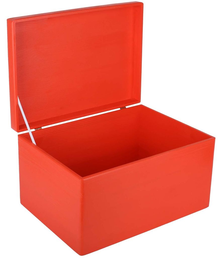 Creative Deco XXL Rode Houten Doos met Deksel Opbergdoos, Productafbeelding 