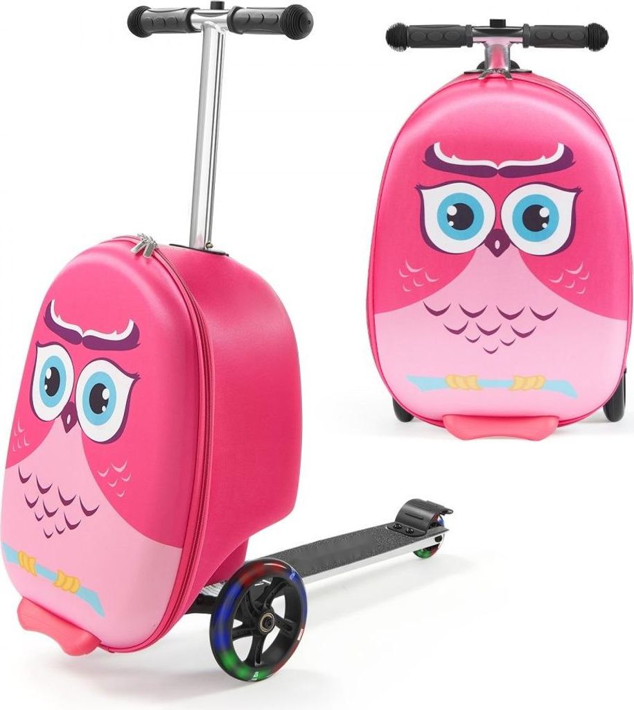 Rollerkoffer für Kinder 20L Fassungsvermögen - max. 50kg Reisekoffer - Pinker Scooter Koffer